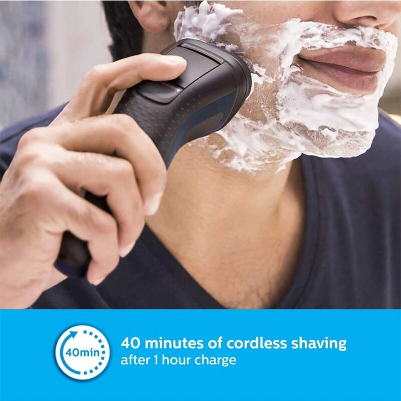 Philips S1223 Men's Electric Shaver Wet & Dry Cordless Shaver 3D Pop Up Precise Water Resistant Washable Removable 40 Min Battery Life With 8 Hours Charging Powered By