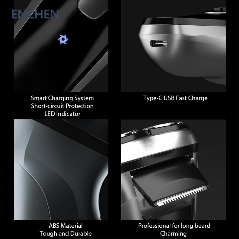 ENCHEN BlackStone Electric Shaver For Men Type C Rechargeable Beard Shaver Intelligent Control Travel Lock 100% New Version