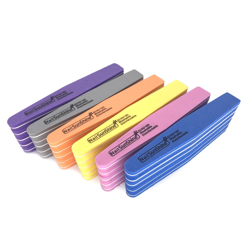 10pcs/lot Nail File Blocks Colorful 100/180 Sponge Washable Nail Sunshine Polish Sanding Buffer Manicure Tools Nails Accessories