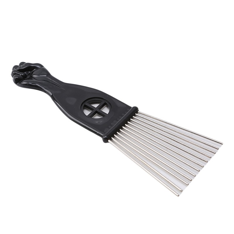 Professional Salon Use Black African Metal Pick Comb Insert Hair Pick Comb Wide Tooth Hair Fork Curly Brush Comb