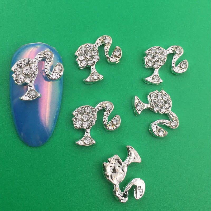 LEAMX 10pcs/bag Clear Rhinestones Nails Art Decorations Beautiful Girls Nail DIY 3D Gems Alloy Nail Diamond Charms Supply L413