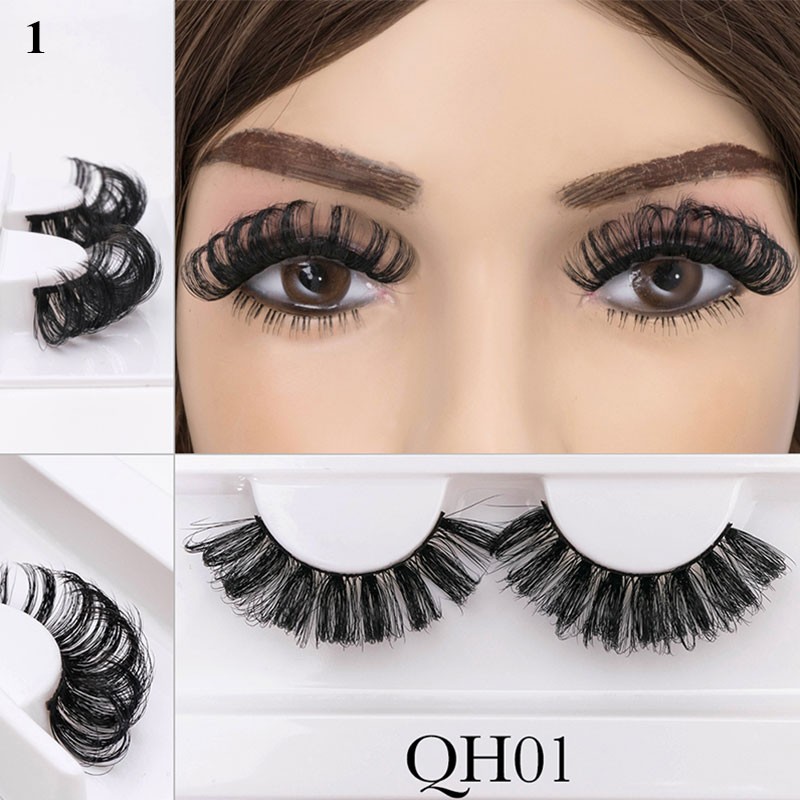 New 1Pairs DD Curl 3D Faux Mink Eye Handmade Reusable Fluffy Super Curl Russia Volume False Eyelashes Makeup Eyelashes