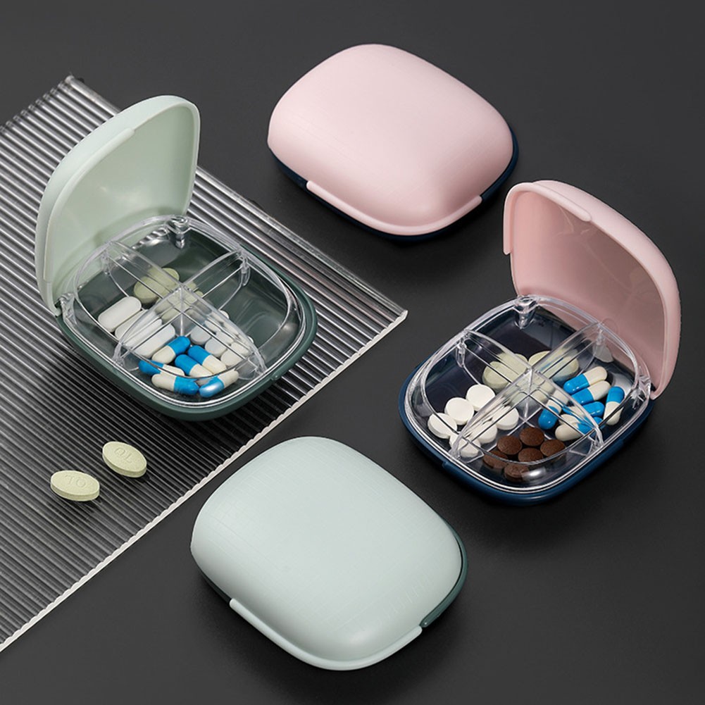 2022 New Design Pill Case Portable 4 Grids Nordic Pill Box Tablet Medicine Storage Holder Splitter Organizer Container