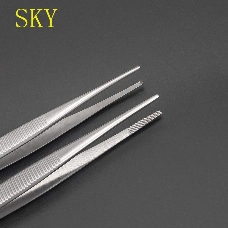 Stainless Steel Forceps Straight Head Elbow Accessories Forceps Tissue Forceps With And Without Hook With And Without Teeth