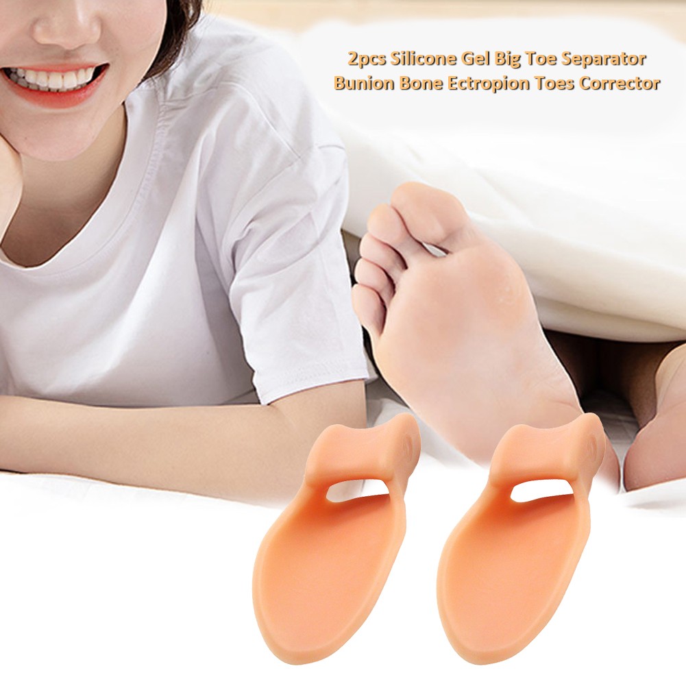 2pcs Silicone Gel Big Toe Separator Bunion Orthopedic Ectropion Toes Corrector Separator Valgus Finger Straightener