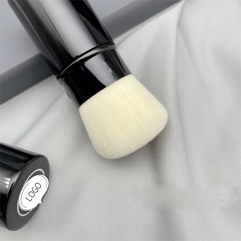 Ch nel Makeup Brush With Logo Retractable Kabuki Foundation Brush Beige Synthetic Hair Flat With Case Cover Cosmetic Makeup Tool