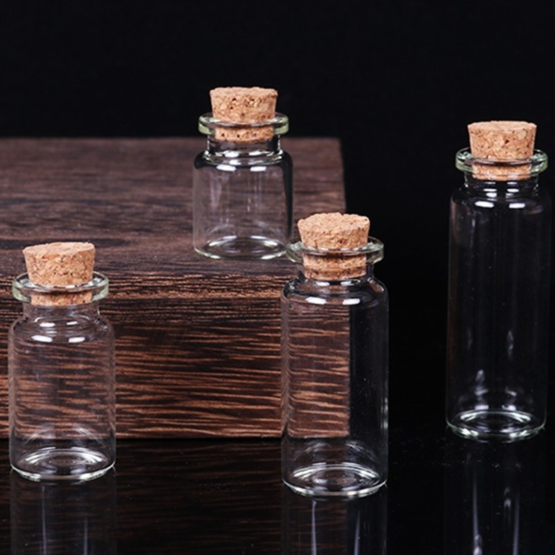 D2TA Mini Bottles With Cork Stopper Mini Vials Mini Transparent Cup Jars Lids Storage Container For DIY Party Art Craft Projects