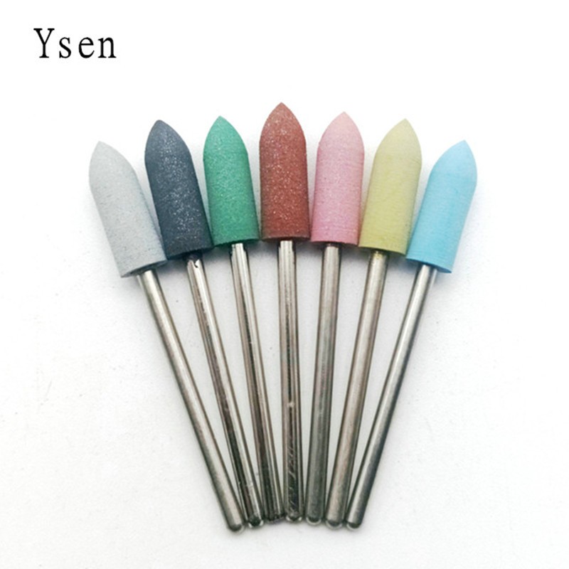 1pc cuspdal head 7 colors rubber and silicon carbide nail file manicure electric nail drill machine accessories tools nail bits