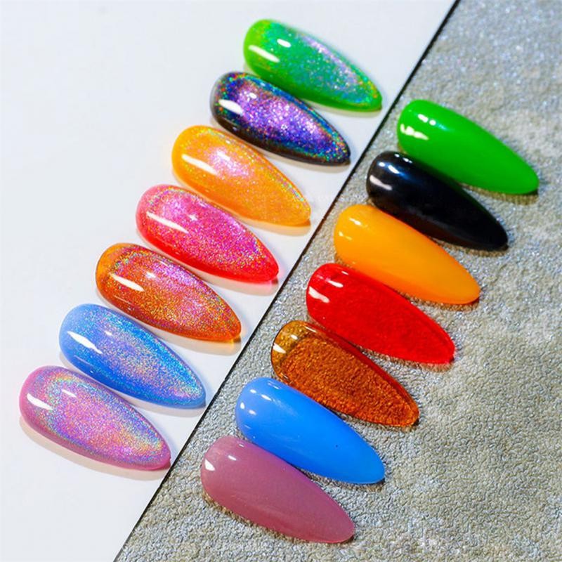 7ml rainbow holographic cat magnetic gel laser glitter magnetic gel varnish soak off uv gel nail gel