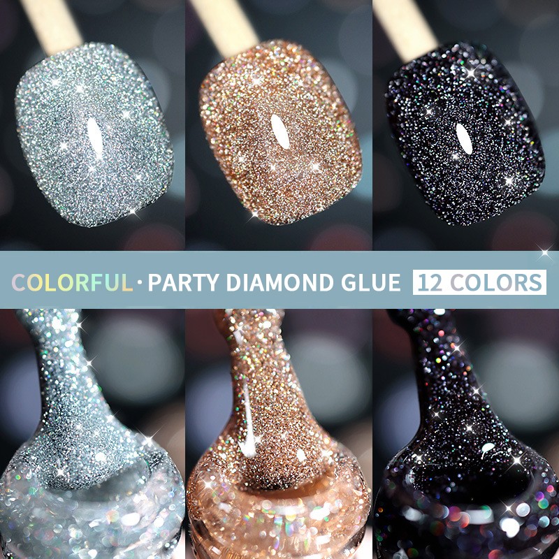 10ml Colorful Diamond Nail Gel Polish Holographic Auroras Glitter Soak Off UV Semi Permanent Varnish Gel Nail Art Gel TSLM1