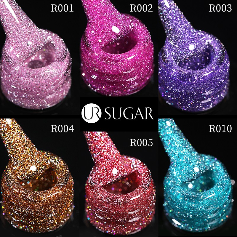 UR SUGAR Glitter Reflective Gel Nail Polish Shiny Rose Red Twilight UV LED Gel Varnish Soak Off Nail Gel Nails for Manicure