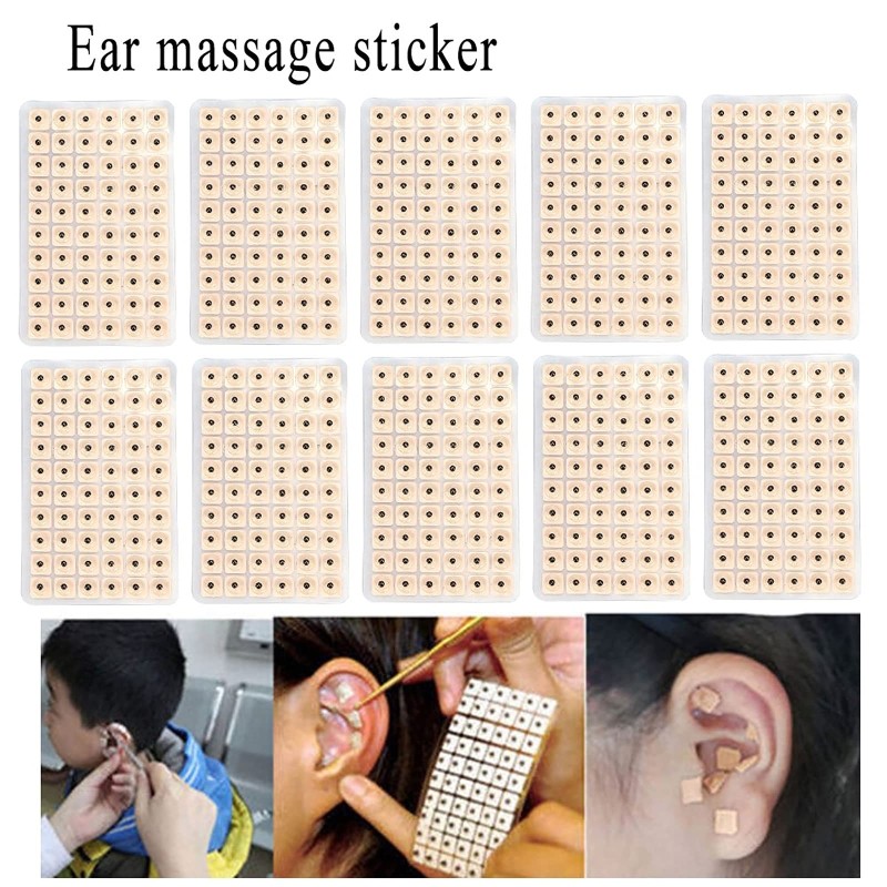 600 Counts Disposable Ear Press Seeds Acupuncture Vaccaria Plaster Bean Relax Massage Ear Sticker Acupressure Kit