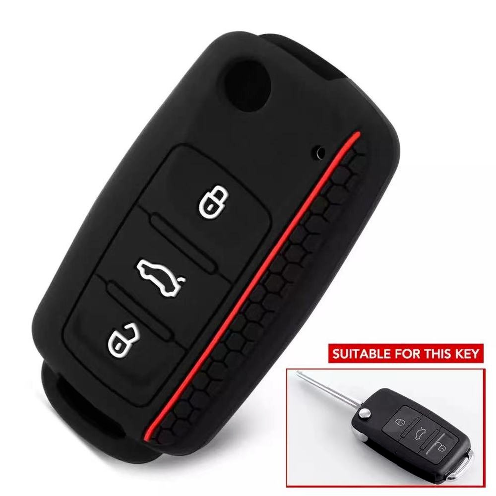 Silicone Car Key Case For VW Polo Bora Beetle Tiguan Passat Golf Jetta Eos For Skoda Fabia Octavia Remote Fob Shell Cover