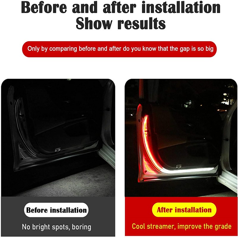 LED Car Door Welcome Light Safety Warning Streamer Lamp Strip 120cm Waterproof Auto Decorative Ambient Lights