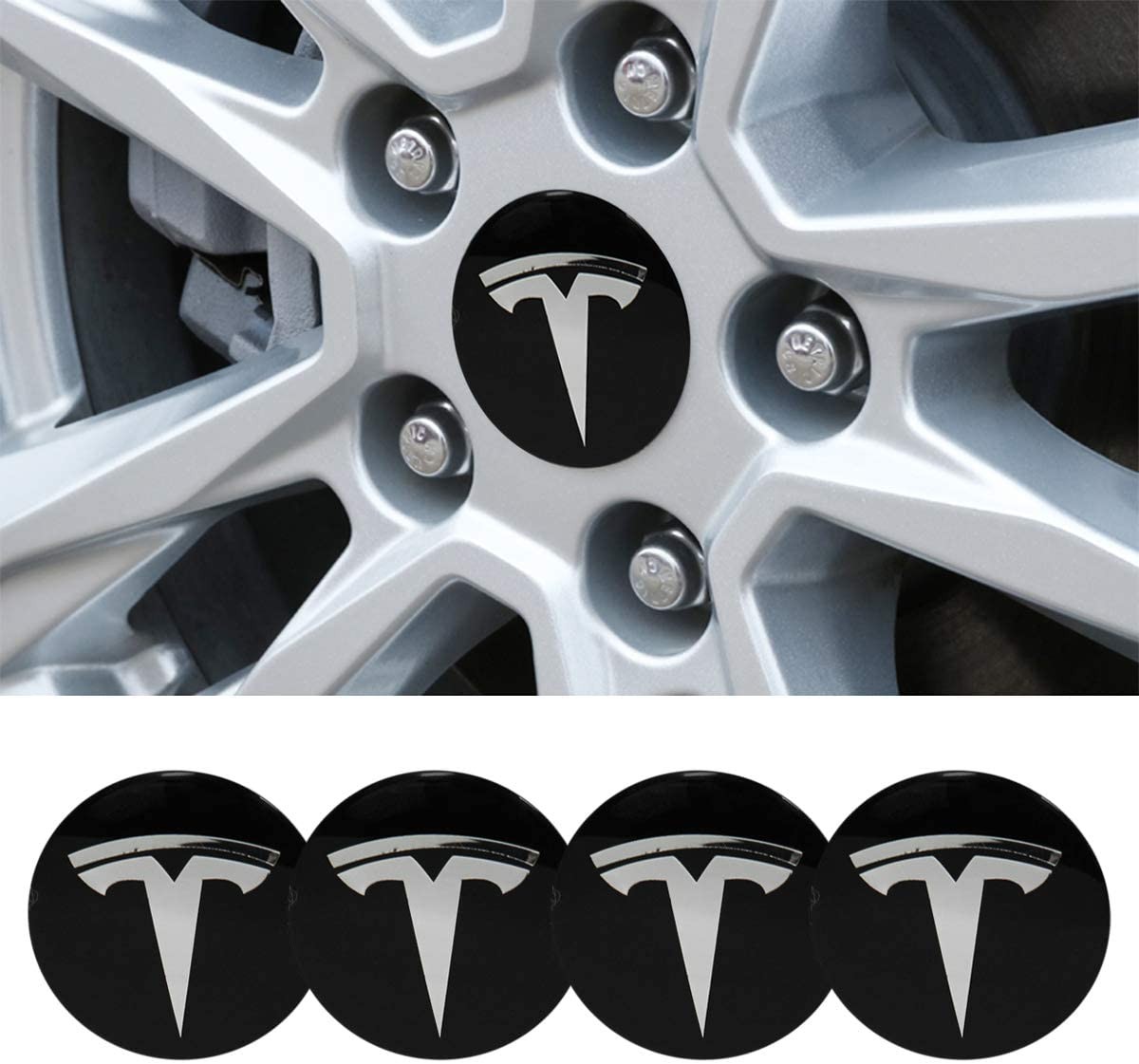 Tesla Model 3S X Wheel Center Caps Hub Caps Screw Cap Kit Decorative Tire Cap Modification Accessories Tesla Car Emblem Badge