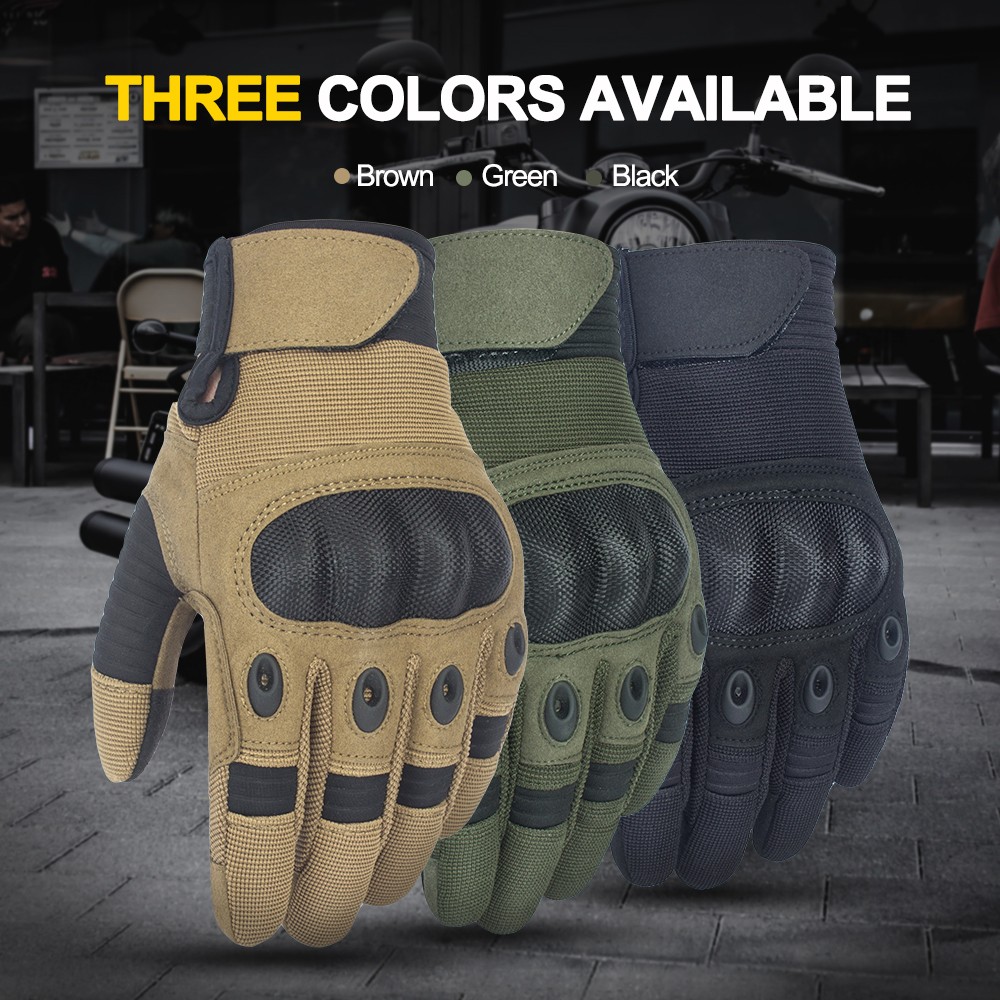 Full Finger Gloves Black Hard Finger Gloves Touch Screen Protective Gloves Military Tactical Gloves Men For Snow Road Dirt Bike Bicycle