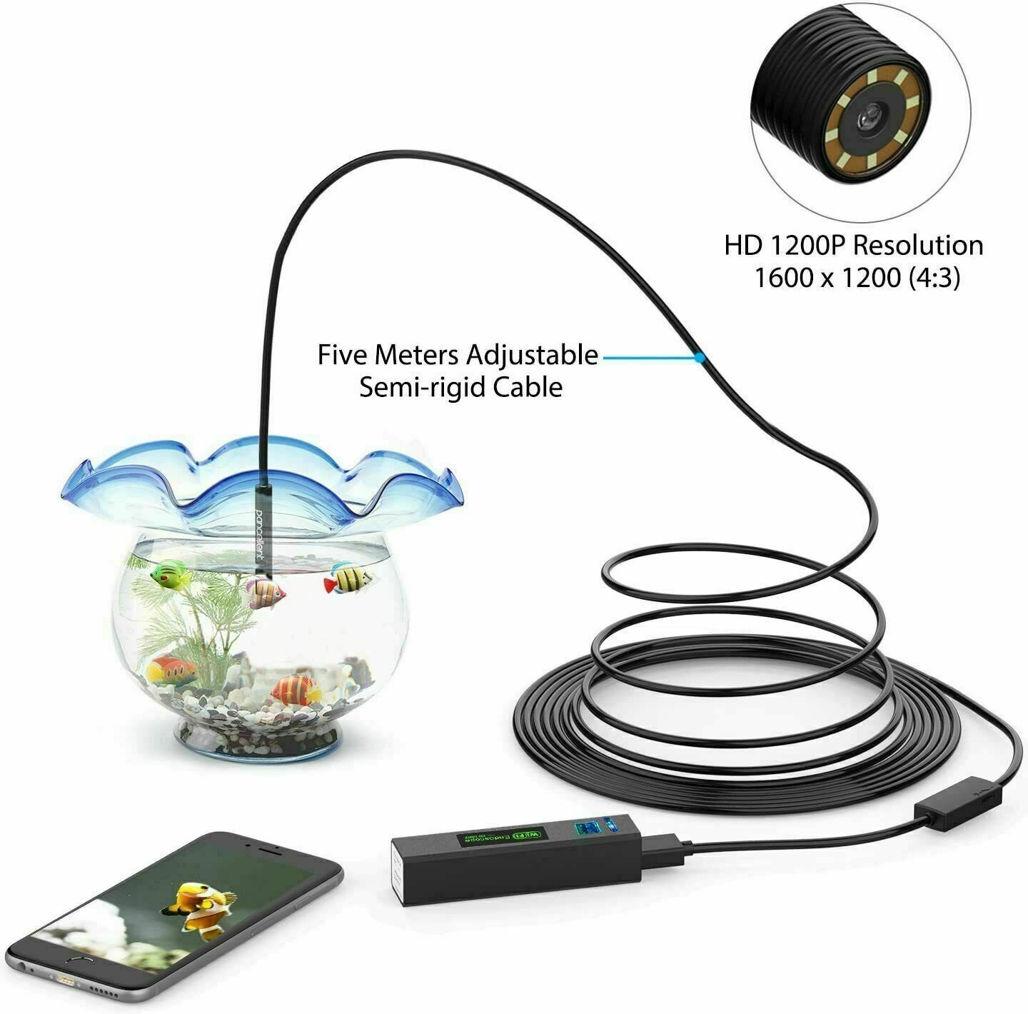 15M Fisheye Finder Camera Wifi Endoscope for Android Phone iPhone 5MP Underwater Usb Optical Ice Fishing Wireless Borescope Cameras