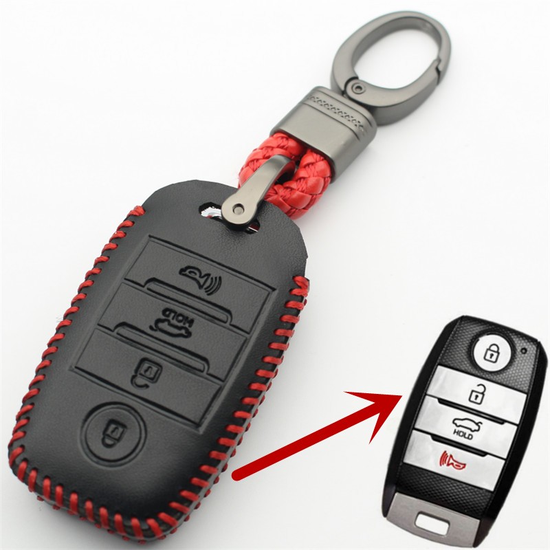 Flybest - Smart Key Cover, Genuine Leather, 4 Buttons, Keyless Entry, for Kia Sorento/Rio/Rio/Ryoto 5/Optima/K5/K4/KX3, L260 Car Styling