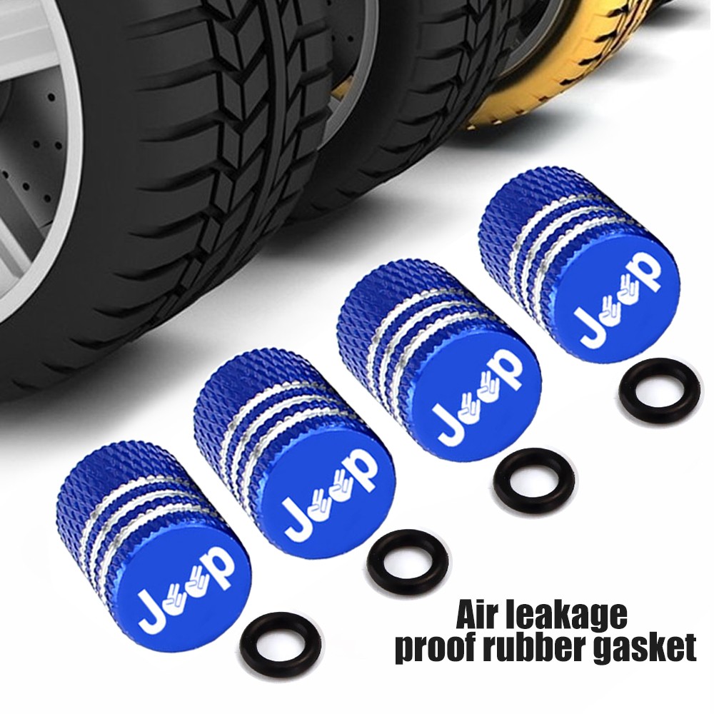 AUTCOAT 4pcs/set Jeep Logo Tire Stem Valve Caps Aluminum Car Dust Caps Tire Wheel Stem Air Valve Caps