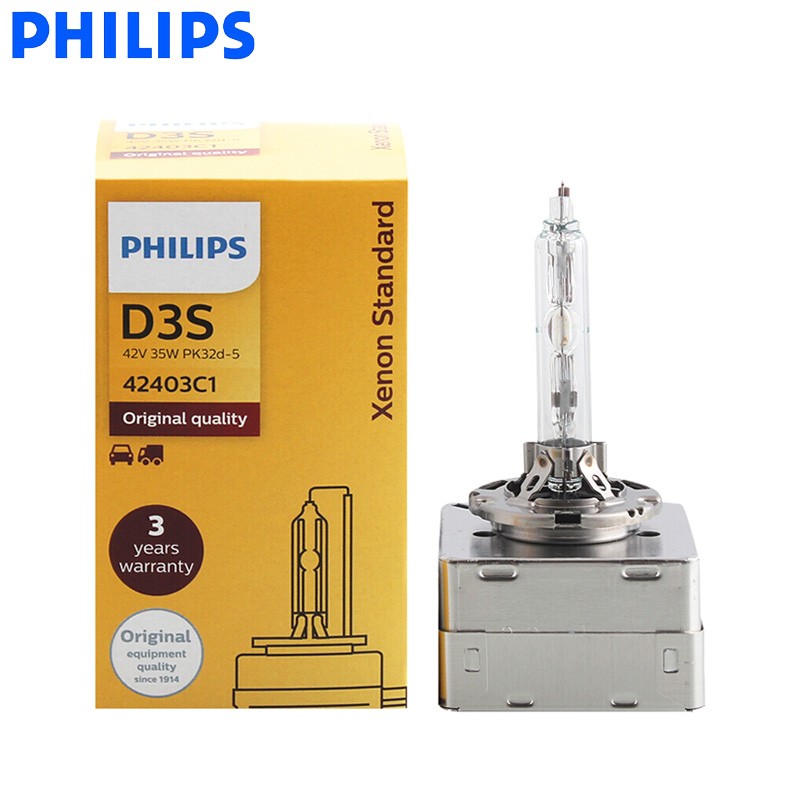 Philips HID D1S D2S D2R D3S D4S D5S 35W Xenon Standard 4200K Bright White Light Original Car Headlight ECE 100% Authentic, 1X