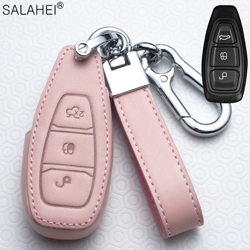 Leather Car Key Case Car Key Cover Ford Fiesta Focus 3 4 ST Mondeo Ecosport Kuga Ranger C-Max S-Max