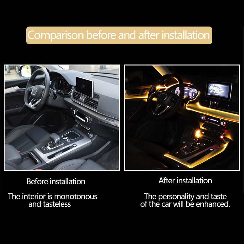 Auto Rear Car Neon Lamp Interior Ambient Lighting Lights RGB Atmosphere Lamp Fiber Optic for Automobile APP Control LED Strips