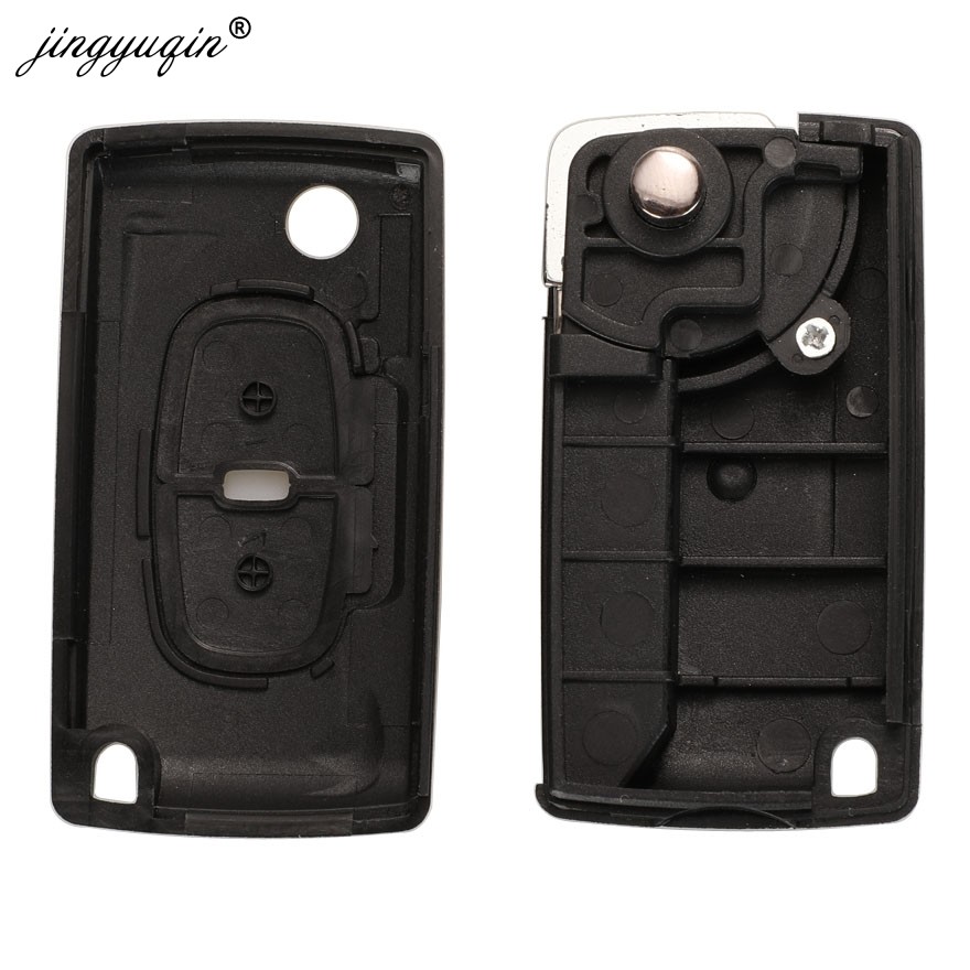 jingyuqin For Peugeot 4007 ET 4008 Citroen C-Crosser C4 Aircross 2 Button Flip Remote Key Case Cover Fob MIT-11R Blade CE1731