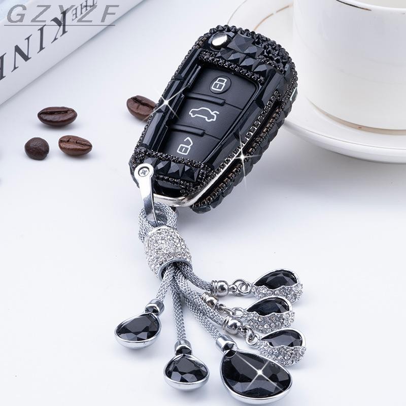 Luxury Diamond Crystal Styling Car Key Case Cover For Audi A1 A3 A4 A5 Q7 A6 C5 C6 Auto Remote Control Holder Shell Keychain Accessories