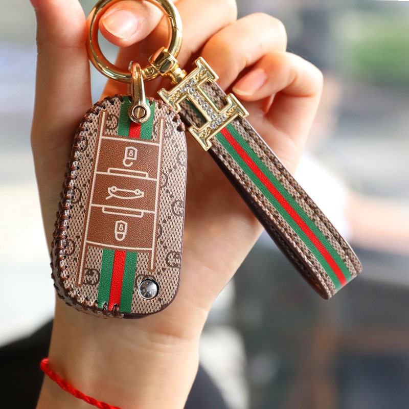 Luxury Car Key Case Leather Fob Protector Keychain for Citroen C-Quatre C3xr C5x C4lc C5 Aircross C6 Accessories Keyring