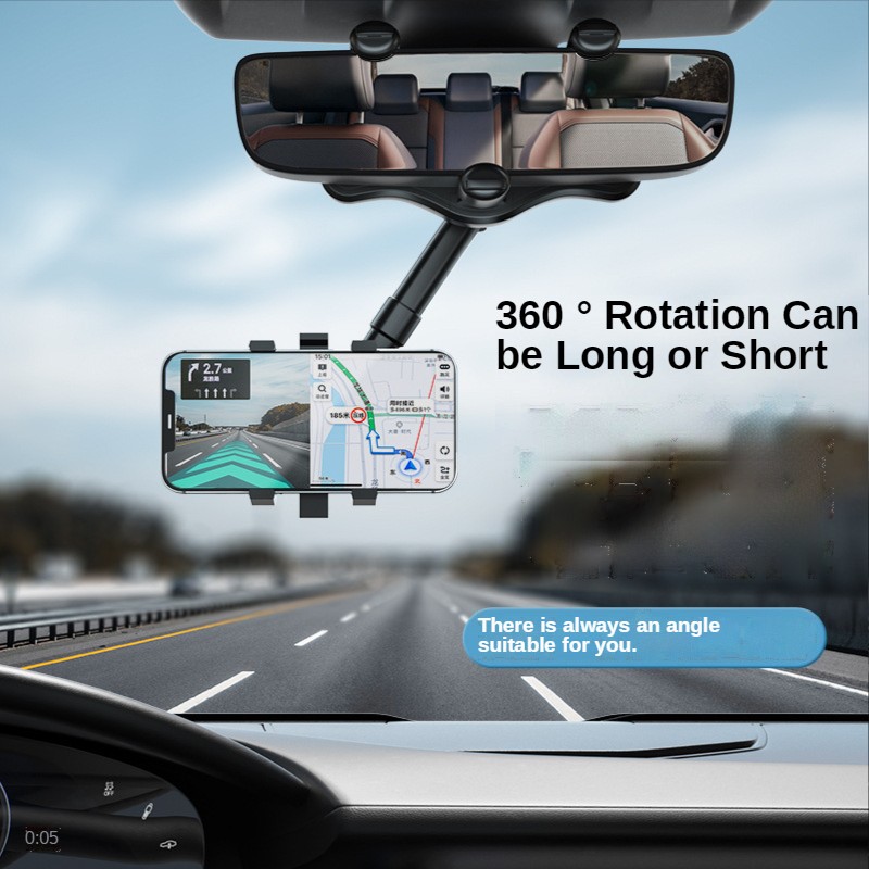 360 degree rearview mirror phone holder for phone car mount and holder GPS universal rotating adjustable telescopic car phone holder