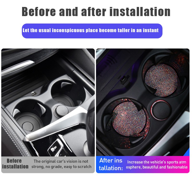 Anti-slip mat car water coaster universal diamond studded car anti-slip pad coaster diamond anti-slip mat interior accessories