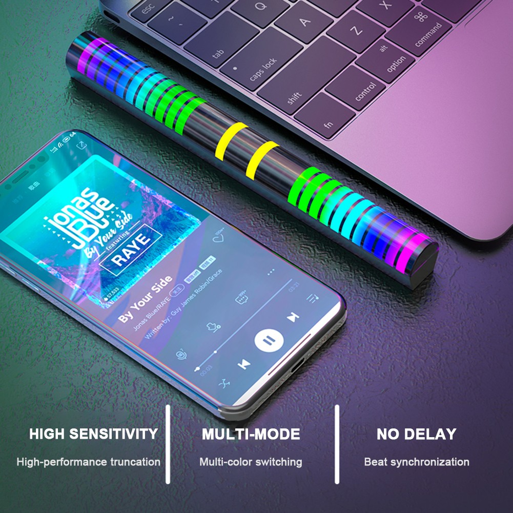 D10 APP Control Voice Activated Rhythm Lamp 32 Bit RGB Audio Spectrum Bar Pickup DJ LED Level Light Bar for Car Atmosphere Light