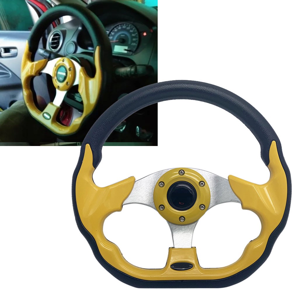 Universal 13" 320mm racing sport car steering wheel with horn button carbon fiber