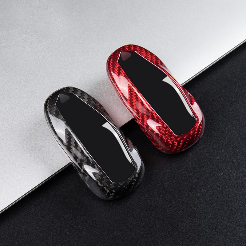 Suitable for Tesla carbon fiber key cover Tesla Model 3 Model Y Model X Model S modified key case key chain key