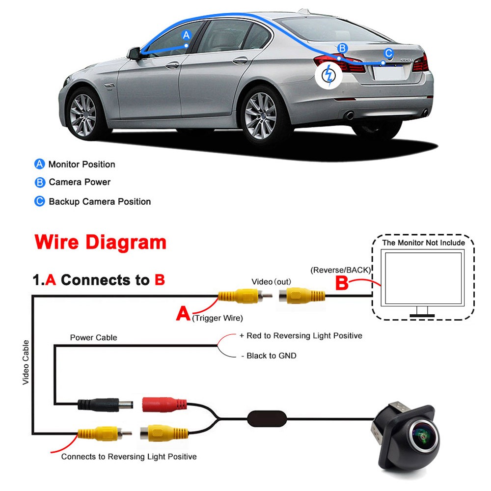 Smartour 170 Degree Reversing Camera Fisheye Silver Lens HD Night Vision With Parking Line Car CCD Punch Front Rear View Camera