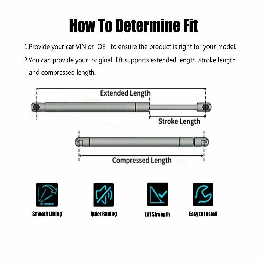 2Qty Rear Trunk Lift Support Bouncy Strut Damper Damper Strut For BMW E39 5-Series Extended Length [in] 13.66