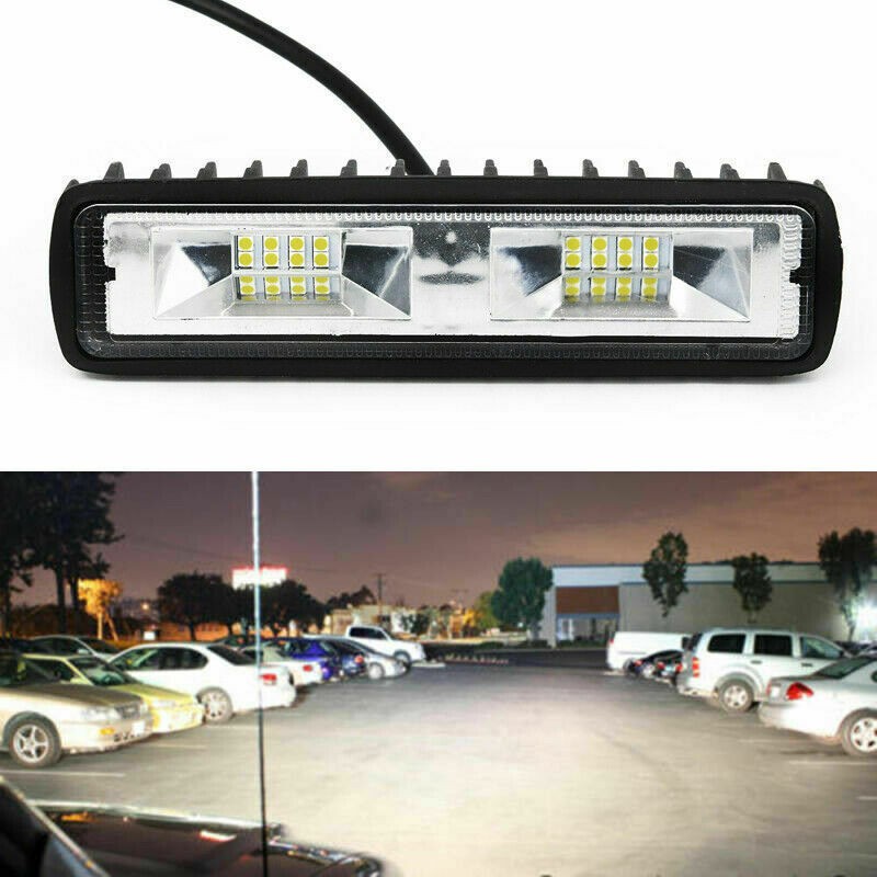 48W DRL LED Spot Flood Work Light Worklight 9-32V 12V LED Running Lights for Off-Road Vehicle SUV Cars Truck Black Shell