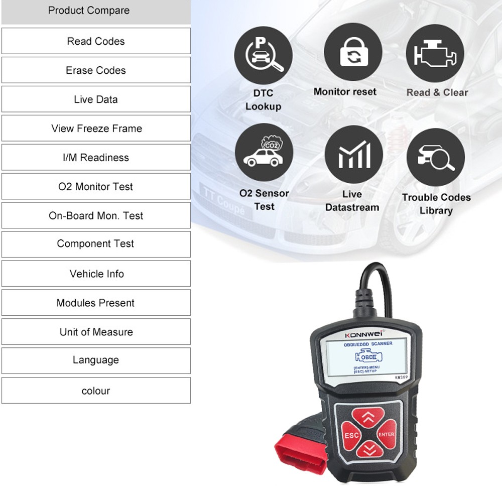 Car Engine Test Code Diagnostic Tool For Mercedes-Benz AMG Volvo BMW Skoda Hummer Cadillac Chevrolet Kia Ford EOBD OBD2 Scanner