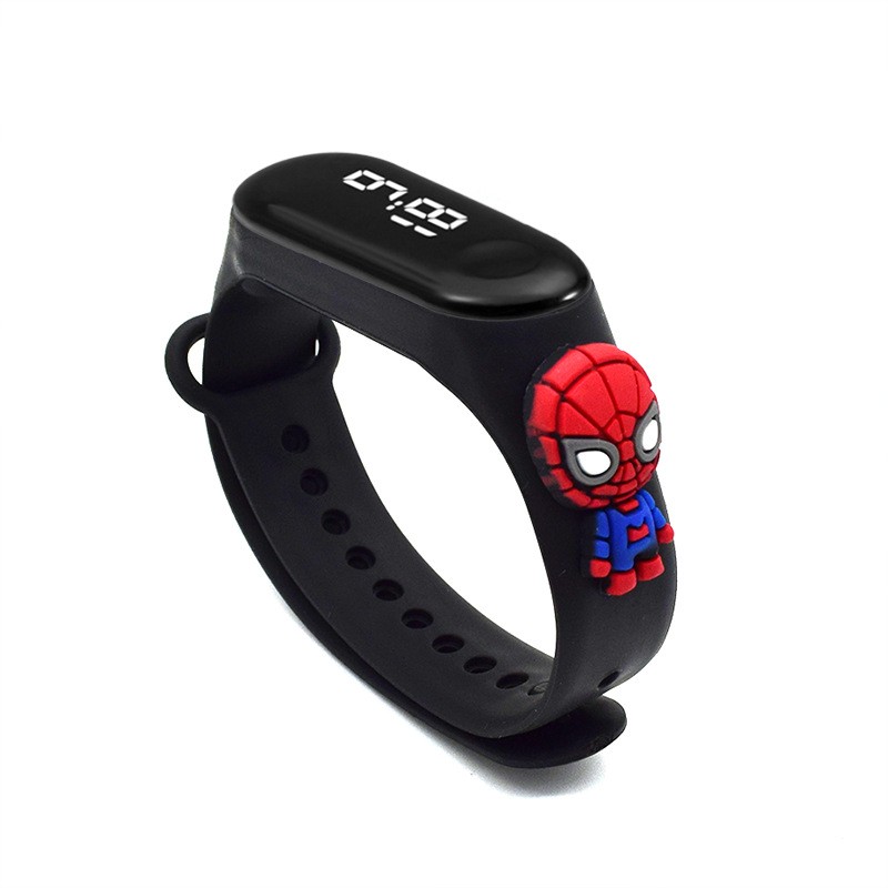 Marvel Children's Digital Watch Spiderman Iron Man Mickey Minnie LED Casual Sports Watch Silicone Kids Watch Bracelet Watch
