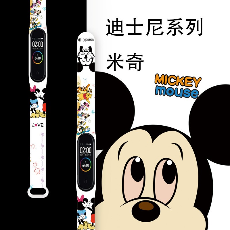 Strap For Xiaomi Mi Band 4 3 5 6 Watch Band Mickey Minnie Graffiti Silicone Bracelet Replacement For Xiaomi Band 4 5 Wristband