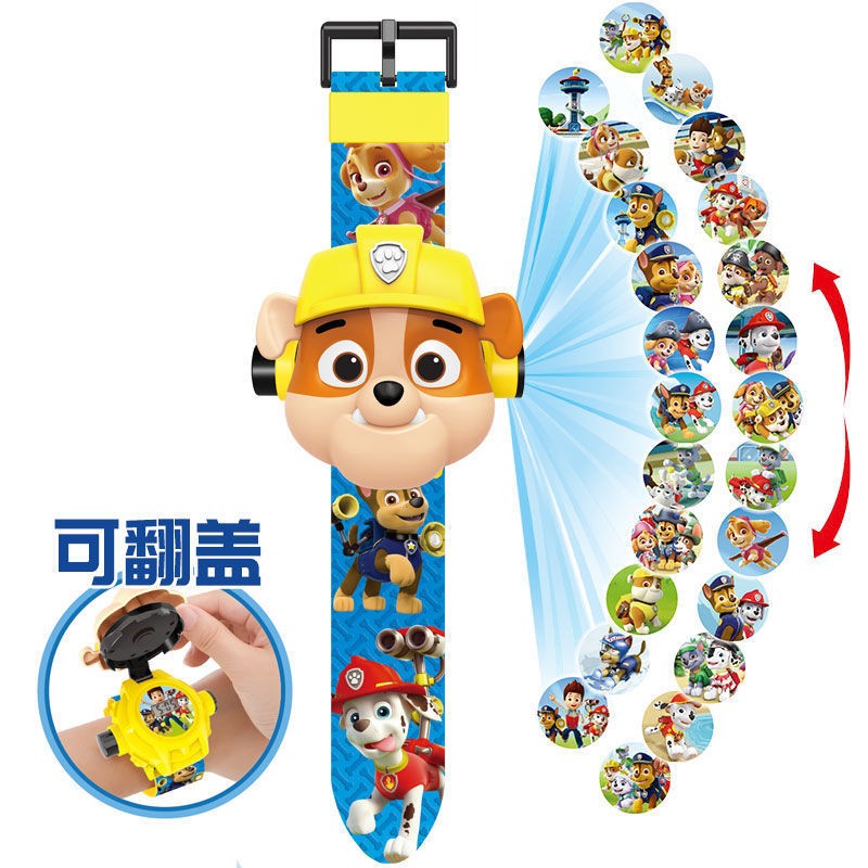 Cartoon Paw Patrol Projection Digital Watch Kids Time Intelligence Develop Learning Anime Figure Patrola Canina Children's Toy Gift