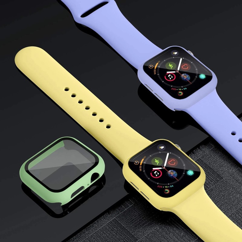 Glass + Case + Strap for Apple Watch 7 6 5 Band 41mm 45mm 44mm 40mm 38mm 42mm Screen Protector for Apple IWatch Series 7 6 SE 5 4 3