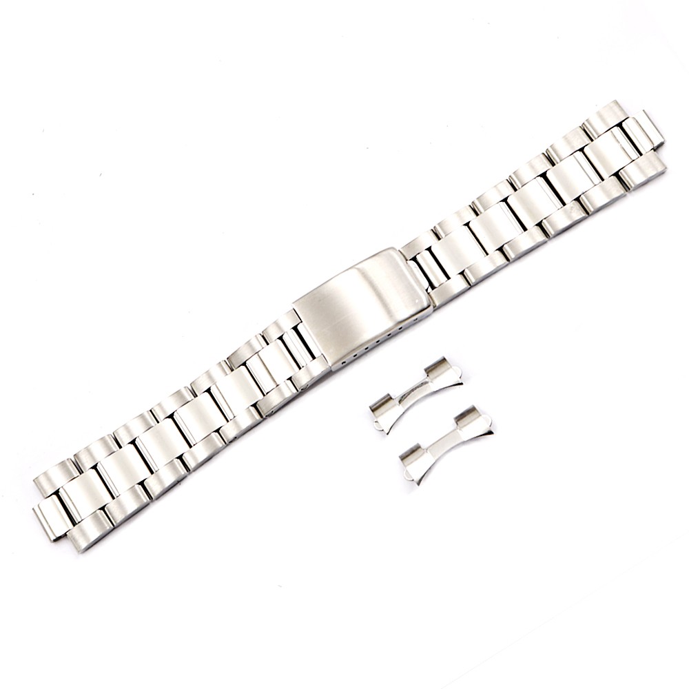 CARLYWET 19 20mm 316L Stainless Steel Two Tone Gold Silver Watch Band Bracelet Hollow Curved End for Vintage Oyster