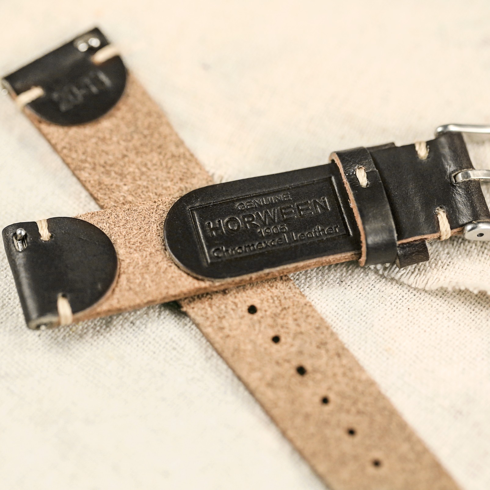 Horween US Chromexcel Black Leather Watch Strap Soft Wrap Handmade Leather Straps 18mm 20mm 22mm