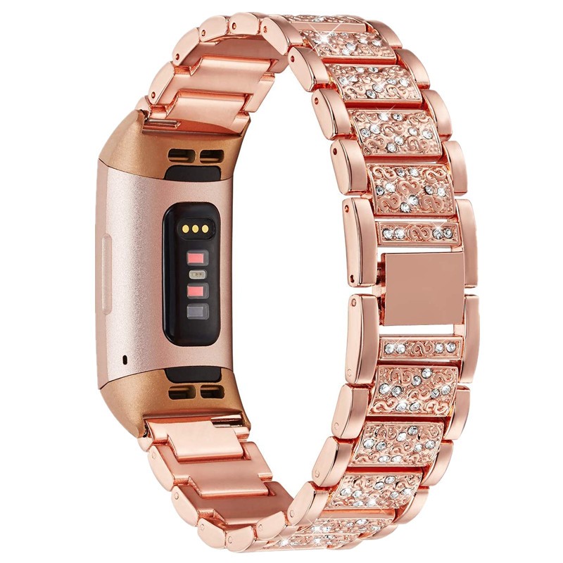 Bling Band For Fitbit Charge 3 SE, Stainless Steel Band with Rhinestones, for Fitbit Charge 4/3/3 SE