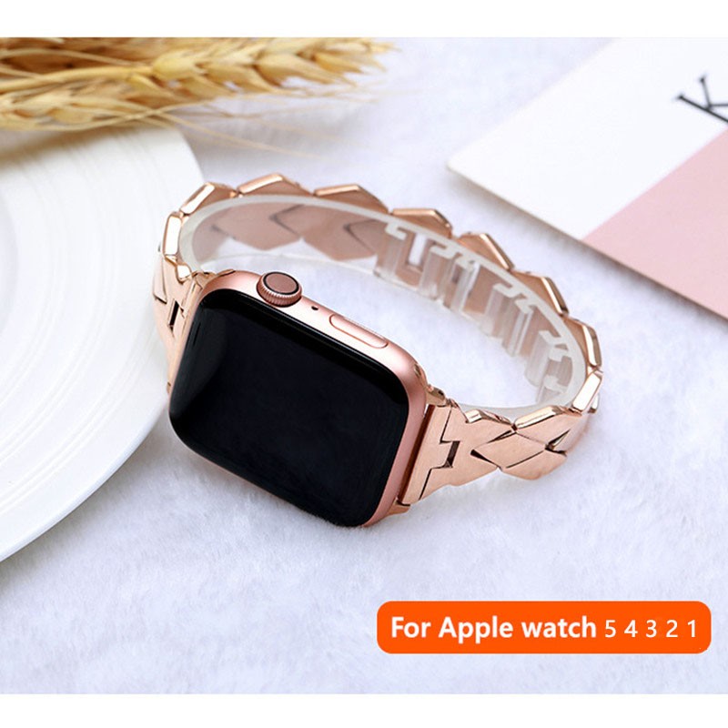 stainless steel strap for apple watch band 45mm 44mm 42mm 41mm 38mm 40mm rhombic metal bracelet korea iWatch series 7 6 se 5 4