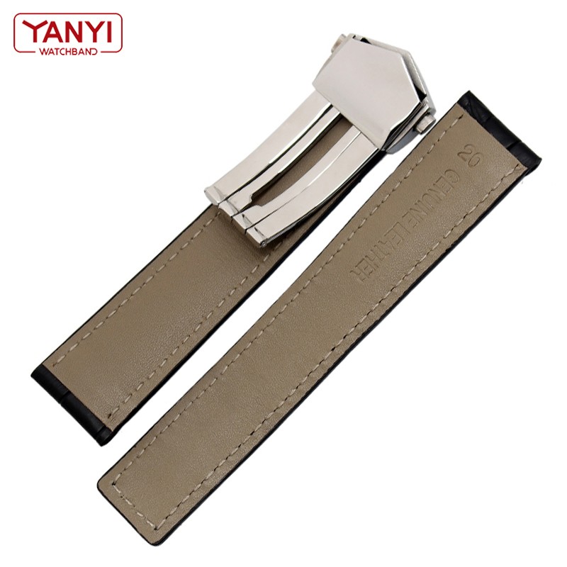 Genuine Leather Bracelet 19mm 20mm 22m For Tag Heuer Watches Men Wrist Band Accessories Fold Buckle Leather Watch Strap