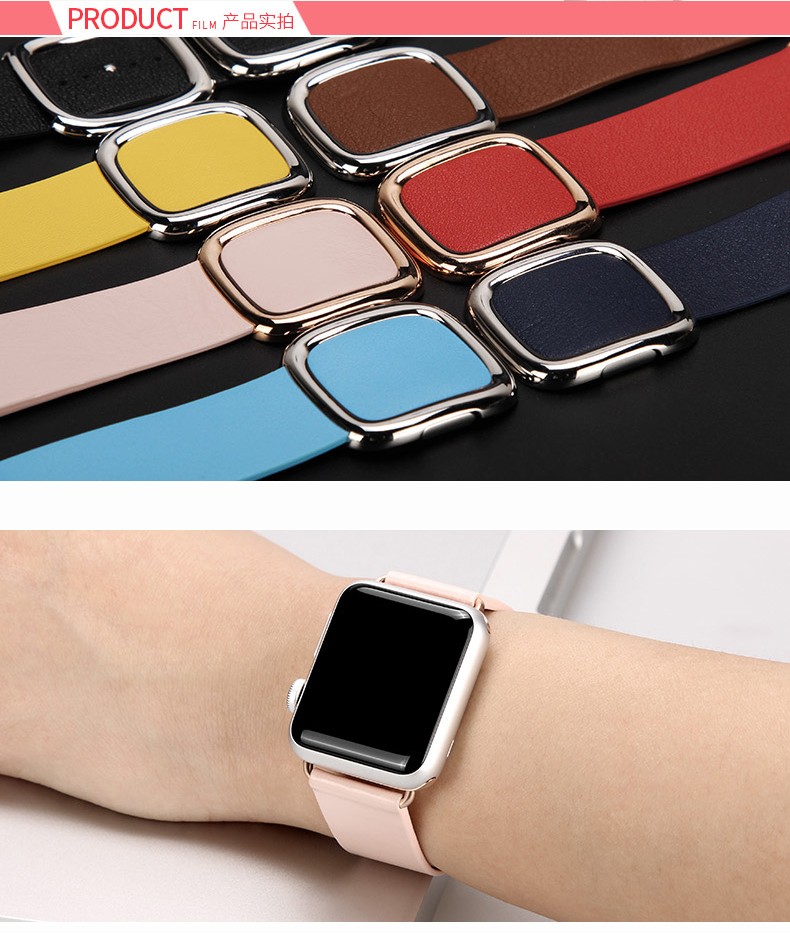 Modern Buckle Strap for Apple Watch Band 45mm 41mmmm 44mm/40m 42mm/38mm Korea Leather Bracelet iwatch Series 5 4 3 6 SE 7 Strap