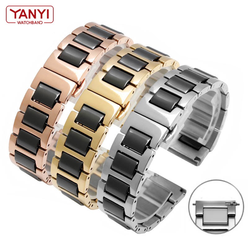 ceramic bracelet in stainless steel watchband 12 13 14 15 16 17 18 20 22mm watch strap women man fashion wrist band