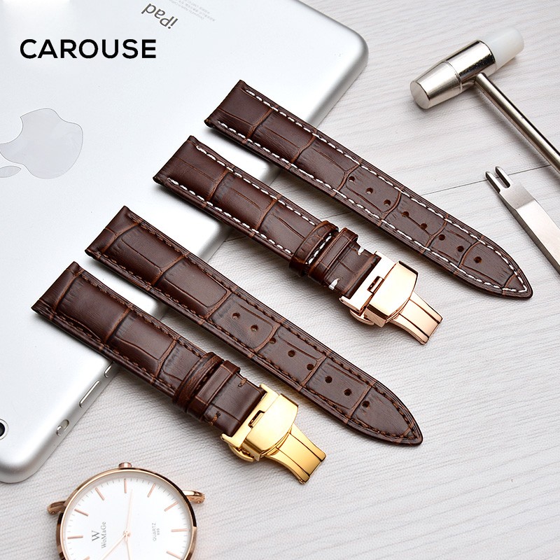 guzzle watchband 18mm 19mm 20mm 21mm 22mm 24mm calf leather strap butterfly buckle strap bracelet accessories wristbands